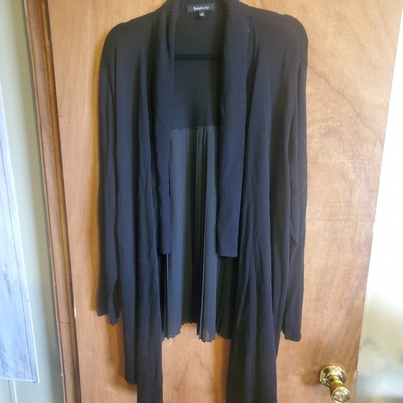 Relativity  open cardigan.  NWT. Black pleated sheet sz 2x. - Picture 1 of 10